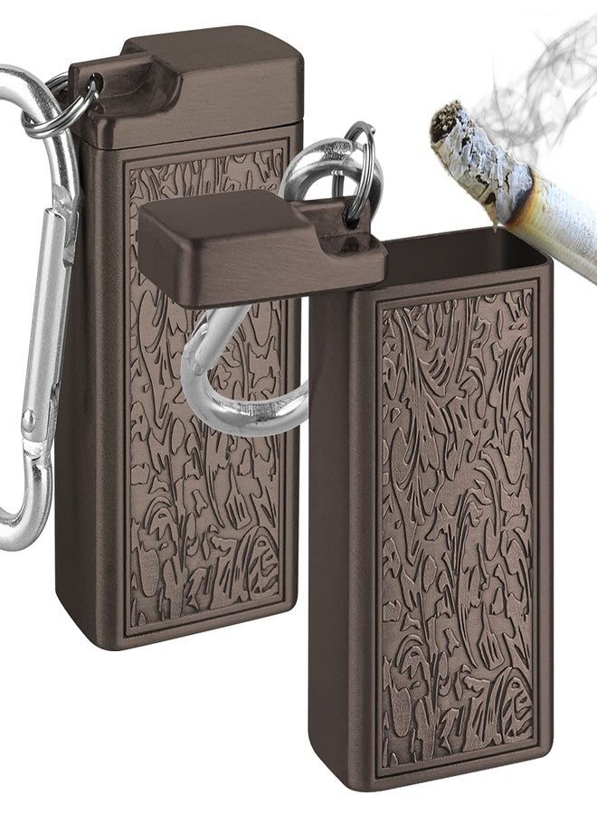 Linkidea 2 Pack Metal Ashtray with Lid, Small Outdoor Portable Cigarettes Cigars Ashtray for Travelling, Camping, Picnic, Indoor Auto, Home, Sand, Car, Patio (Brown) - Image 1